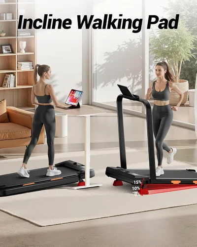 Miniatura 3 de Cinta de correr plegable 3 en 1 con capacidad de 300 libras, 15% para el hogar y la oficina, caminadora de 2.5 HP para debajo del escritorio