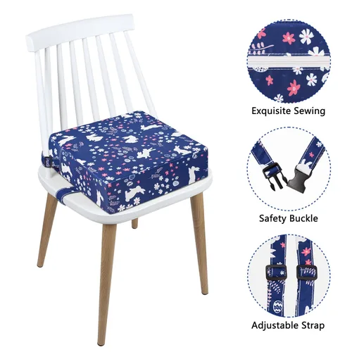 Miniatura 5 de SMZCTYI Asiento elevador infantil para mesa de comedor, con soporte más fuerte, parte inferior antideslizante, asiento elevador con dobles correas