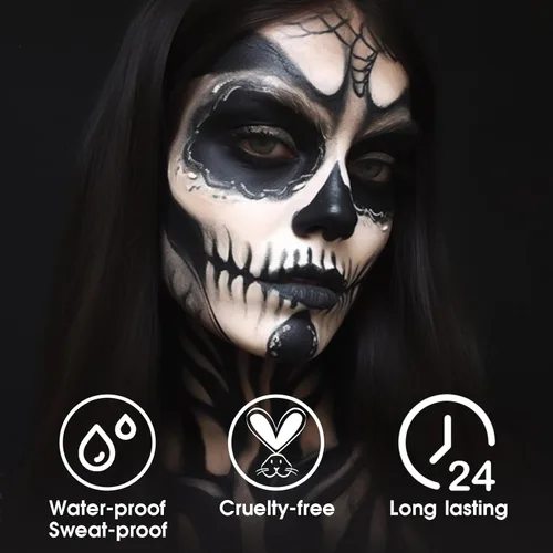 Miniatura 5 de BADCOLOR Pintura facial mezclable con crema negra para adultos, niños, ojos, softbol, fútbol, béisbol, deportes, no tóxica, hipoalergénica
