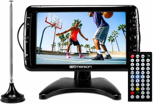 Emerson Televisor portátil de 7 pulgadas con antena – Mini HDTV alimentado por batería recargable, sintonizador digital ATSC, entrada HDMI USB AV,
