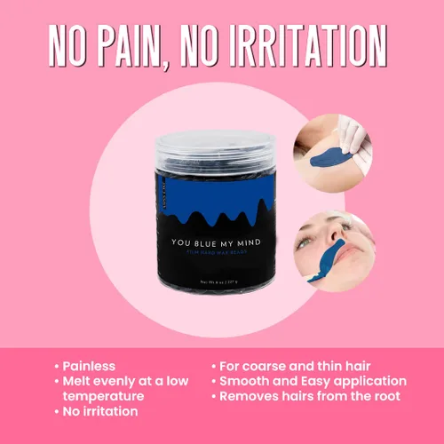 Miniatura 2 de Miss Cire Cuentas de cera dura azul, depilación sin dolor, no necesita tiras, bajo punto de fusión, consistencia similar al gel, para cara y cuerpo