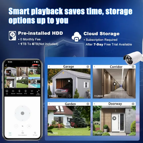 Miniatura 7 de Sistema de cámara de seguridad inalámbrica de 3 MP: 6 cámaras bala Wi-Fi + NVR de 10 canales, visión nocturna IR de 49.2 ft, IP66 resistente a