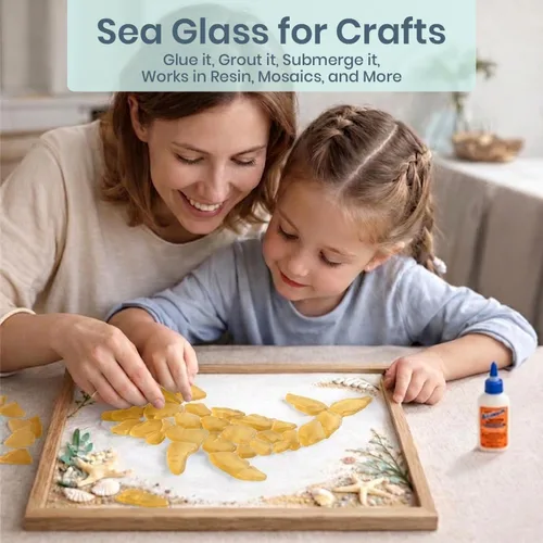 Miniatura 8 de Vidrio de mar para manualidades – Decoración de cristal de mar de miel dorada de 11 onzas, vidrio de playa para manualidades, vidrio de mar