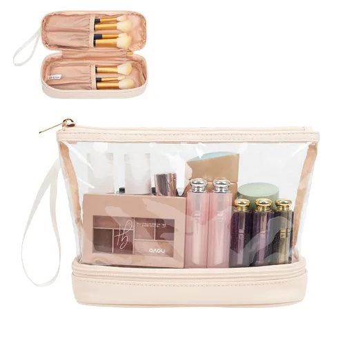 Miniatura 20 de Ethereal Bolsa de maquillaje de viaje, bolsa de cosméticos transparente, organizador de maquillaje, bolsa de aseo aprobada por la TSA, bolsa