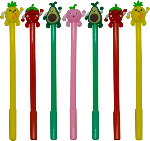 Maydahui 28 bolígrafos con forma de frutas, lindos bolígrafos kawaii, tinta de gel negra, fresa, piña, jugoso, melocotón, aguacate, diseño para