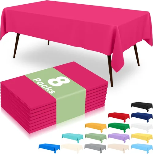 Miniatura 39 de misaya 6 paquetes de manteles de plástico desechables, 54 x 72 pulgadas mantel rectangular impermeable, cubiertas de mesa decorativas a prueba
