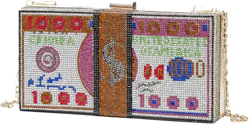Miniatura 2 de LETODE Women Dollars Money Clutch Evening Bag Rhinestone Handbags Crystal Clutch Purse Bling Wedding Cocktail Party