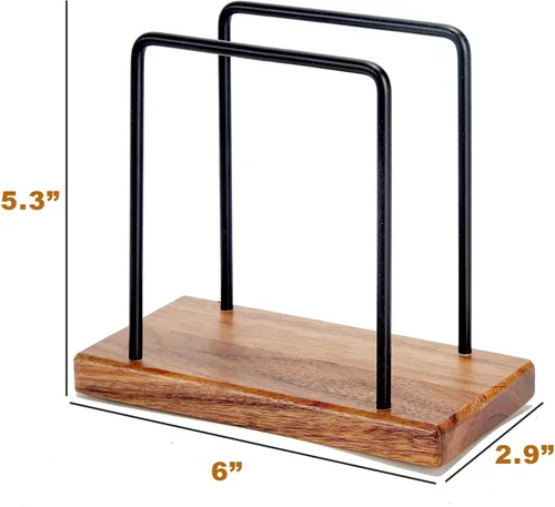 Miniatura 2 de Servilletas de madera de acacia con alambre de metal, servilletero de pie para mesa