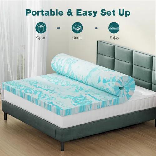 Miniatura 7 de Sweetcrispy Cubrecolchón Queen de espuma viscoelástica de 2 pulgadas de grosor con infusión de gel para cama tamaño Queen, sofá cama, caravana