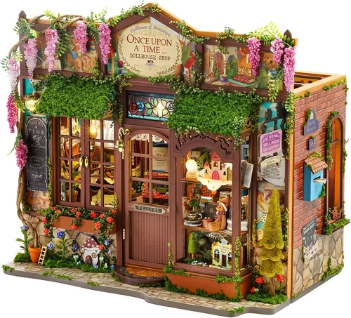 Roroom Kit de casa en miniatura, kit de rincón de libro de cuento de hadas con luz LED, rompecabezas de madera 3D, kit de casa de muñecas en