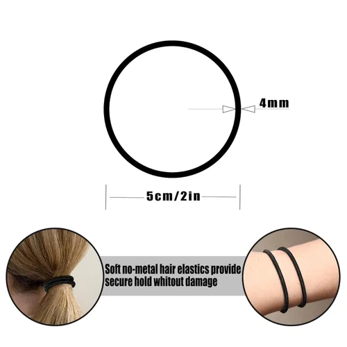 Miniatura 2 de Hageolan Ligas para el cabello de varios colores, 120 bandas elásticas grandes, soportes para cola de caballo sin daños para cabello grueso, Surtido