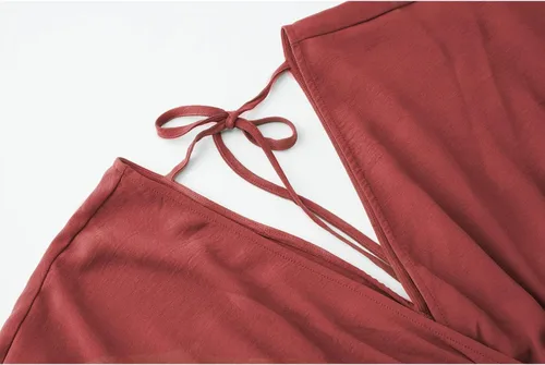 Miniatura 65 de Vestido largo de encaje para mujer de manga corta y cuello en V, vestido de fiesta estilo bohemio con cintura fruncida, vestido bohemio para mujer