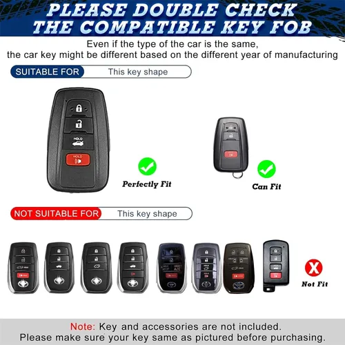 Miniatura 2 de x xotic tech Carcasa de TPU negra con sello completo para llavero de 4 botones antipolvo con llavero compatible con Toyota Camry RAV4 C-HR Avalon