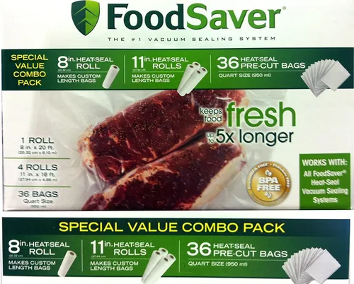 Miniatura 7 de FoodSaver Special Value - bolsas sellables combo rollo de 1-8", 4-11". bolsas pre cortadas