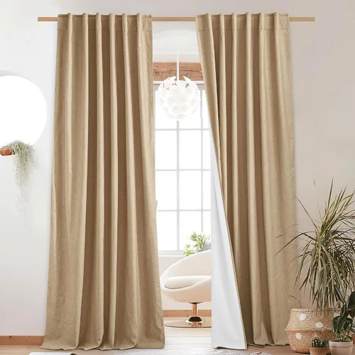 Miniatura 41 de NICETOWN Cortinas 100% opacas de 63 pulgadas de largo, 2 paneles de cortinas cortas con aislamiento térmico con forro para dormitorio, cortinas