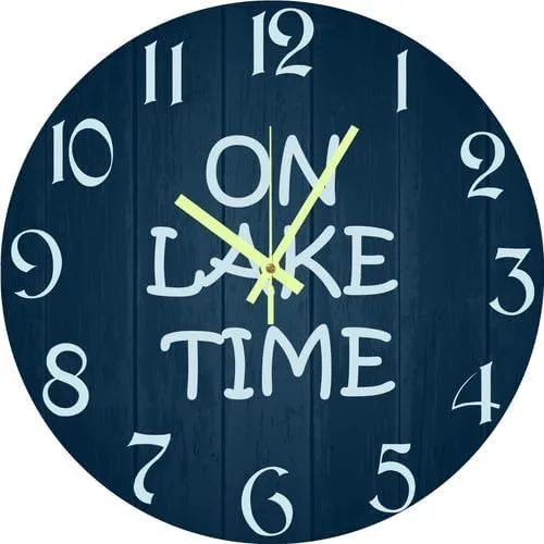 Miniatura 10 de Reloj de pared retro con números inusuales y divertidos, reloj de madera decorativo moderno de 10 x 10 pulgadas, silencioso, sin tictac, funciona
