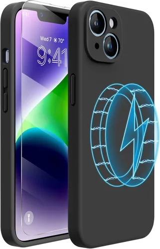 Miniatura 59 de Miracase Funda diseñada para iPhone 13, con protector de pantalla de vidrio templado, forro de microfibra suave antiarañazos, funda de goma