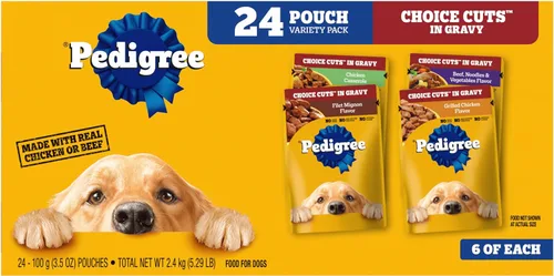 Miniatura 10 de Pedigree Choice Cuts in Gravy - Alimento húmedo para perros adultos, paquete variado de 30 unidades con sabor a carne, bolsas de 3.5 onzas