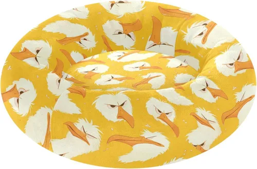 Wudan Pet Cat Beds Calming Anti Anxiety Fluffy Dog Pillow Bed for Extra Small Size Pets Supplies S Cartoon Albatross Yellow