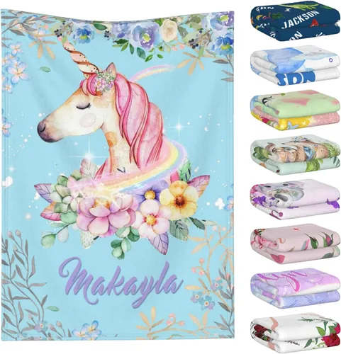 Miniatura 35 de Manta personalizada con nombre para niños y adultos, mantas personalizadas para niñas y niños, manta de franela personalizada con nombre