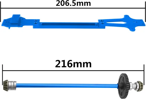 Miniatura 6 de ShareGoo - Bandeja de radio de metal y eje central de transmisión central compatible con WLtoys 124016 124017 124018 124019 1/12 RC piezas de Azul