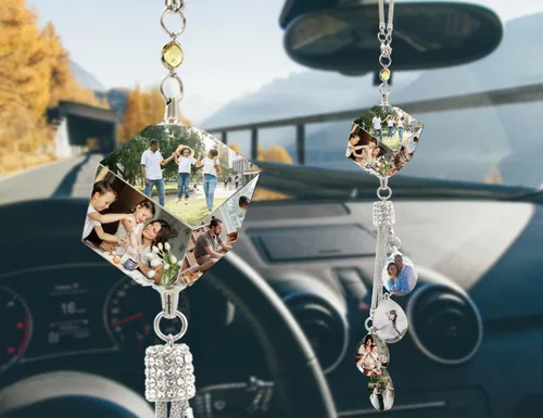 Miniatura 11 de Colgante personalizado negro-8 para foto de coche, adornos colgantes de automóvil, para mujeres y hombres, regalo del día de San Valentín