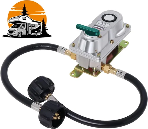 Regulador de propano para RV, 2 mangueras de tanque, regulador de cambio automático de 2 etapas con 2 coletas de 18 pulgadas para remolques de RV,