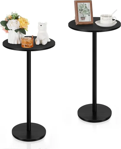 Miniatura 10 de Vrisa Mesa de bebida para espacios pequeños, pedestal redondo, pequeña y moderna, mesa auxiliar de Martini para sala de estar, dormitorio, sofá