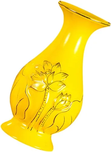 Wakauto Jarrón minimalista de cerámica, florero budista, templo, jarrón de escritorio, florero floral de loto, centro de mesa chino, jarrón de loto,