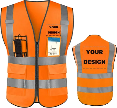 Miniatura 14 de Chaleco de seguridad de alta visibilidad reflectante con bolsillos y cremallera personalizado su logotipo ropa de trabajo de seguridad