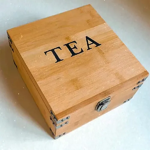 Miniatura 5 de Caja Organizadora de Té 7.4" x 8.1" x 4.2" Organizador de Madera de Bambú Cofre de Almacenamiento 4 Ranuras Altas Ajustables 100% Hecho a Mano