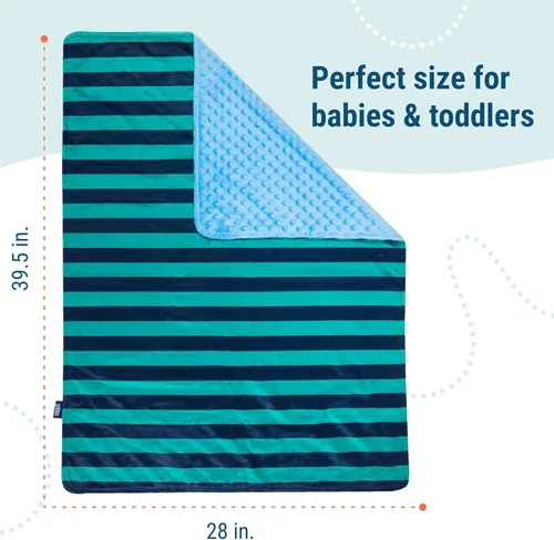 Miniatura 4 de Wildkin Manta de felpa para bebé, comodidad suave y acogedora, ideal para niños pequeños, viajes y guardería, rayas azules