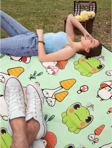 Miniatura 7 de Manta de rana y hongos, manta suave y acogedora de franela para sofá, cama, sala de estar, 40 x 30 pulgadas (XS) para mascotas