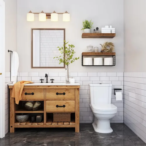 Miniatura 2 de QEEIG Estantes de baño sobre el inodoro, estantes flotantes montados en la pared, almacenamiento de papel higiénico, estante pequeño de decoración