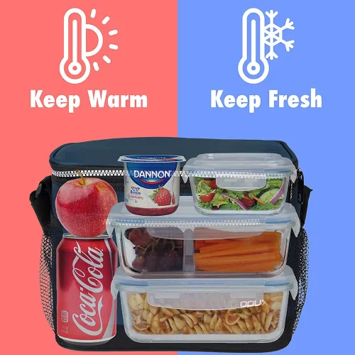 Miniatura 2 de OPUX - Fiambrera de alta calidad, aislada para hombres y mujeres adultas, resistente al almuerzo escolar para niños, niñas, niños Bolsa de Azul