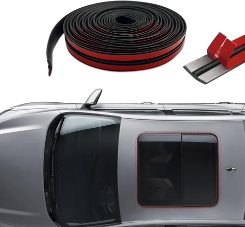 Miniatura 8 de HAOBO Burlete de 23 pies para automóvil, burlete automotriz, forma de T, sello de techo corredizo con autoadhesivo, borde de goma impermeable