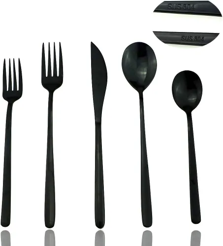 Miniatura 22 de JASHII Juego de cubiertos de acero inoxidable de 24 piezas con acabado brillante para 4 personas, cuchillo de cena, tenedor, cuchara, tenedor