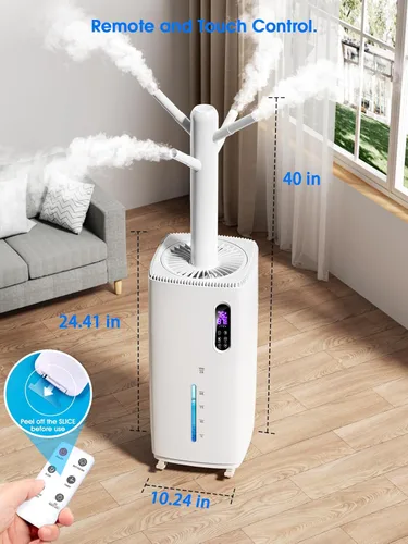 Miniatura 7 de Humidificador de 26L/5.7 galones para habitación grande, 3000 pies cuadrados, niebla fría de gran tamaño, humidificadores silenciosos de 38 horas