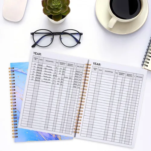 Miniatura 5 de 4 piezas de libro de contabilidad contable Cuadernos de seguimiento de cuentas de gastos en espiral encuadernados para equilibrar talonario