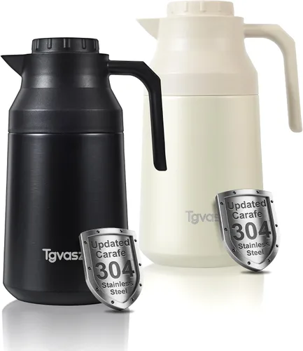 Miniatura 8 de 2 jarras térmicas de café de acero inoxidable aisladas para líquidos calientes, al vacío, jarra térmica, dispensador de jarra para mantener la leche