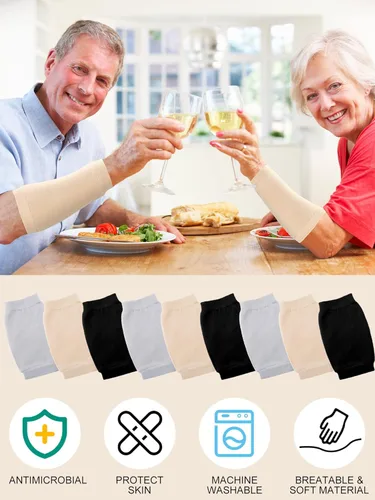 Miniatura 6 de Janmercy 9 pares de protectores de brazo para piel fina y moretones protectores de brazos para ancianos para trabajo de jardinero