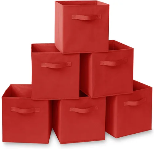 Miniatura 9 de Casafield juego de 6 cubos de almacenamiento plegables de tela, canastas de tela plegables de 11 pulgadas, para estantes, cubos organizadores