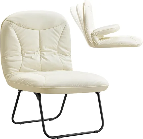 Furniliving Silla plegable 3 en 1 para leer, descansar y jugar, silla de campamento portátil con marco de metal, cómoda silla de lectura para