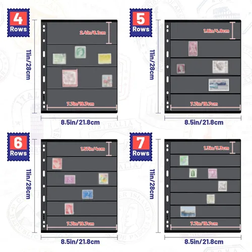 Miniatura 2 de 40 hojas de 80 páginas para sellos de coleccionista, páginas de álbum de coleccionista, 9 agujeros, sellos estándar, fundas para coleccionar