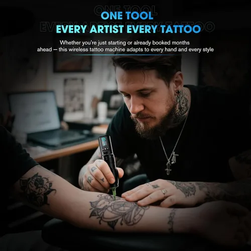 Miniatura 3 de INKin Kit de tatuaje para principiantes, juego completo con impresora de plantillas de tatuaje, pistola de tatuaje con 7 tiempos 0.079-0.157 in