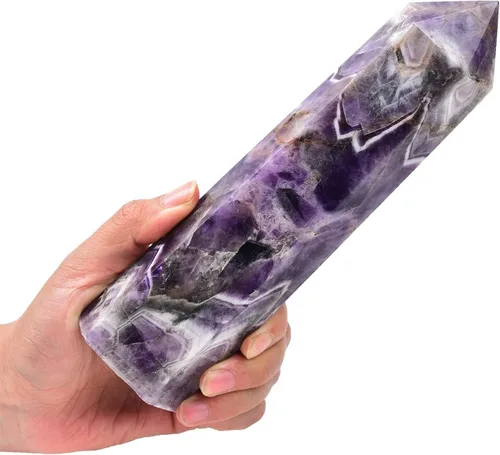 Miniatura 15 de AMOYSTONE Varita de obelisco hexagonal septario natural, torre de cristal curativo, 6 caras, pulida de 1.7 a 2 libras para reiki, chakra, regalos