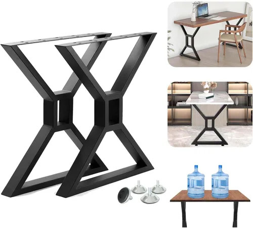 Miniatura 8 de Patas de mesa auxiliar de 16 pulgadas de alto, patas de banco de metal modernas, base de mesa auxiliar industrial triangular resistente, bases
