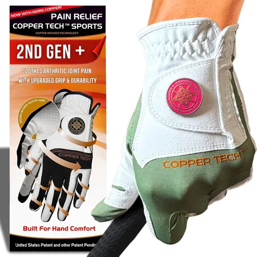 Miniatura 10 de Copper Tech Plus Ladies Golf Gloves Women (2nd Gen) Copper Compression Joint Support with Flexible & Comfortable Fit Tacky Silicone Pad