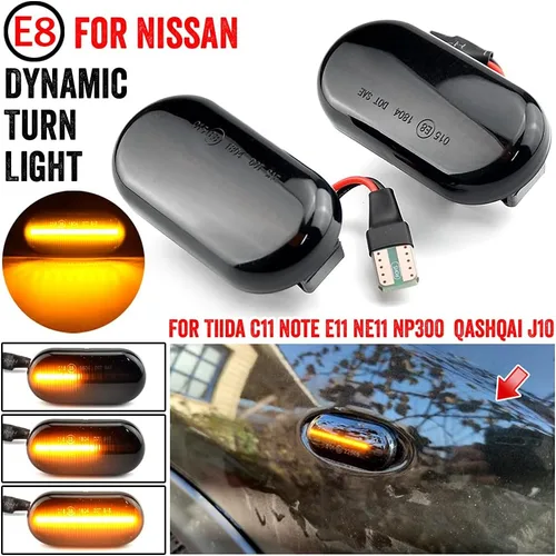 Miniatura 3 de 1 par de marcadores de guardabarros delanteros dinámicos LED marcadores laterales compatibles con Nis-san 350Z Z33 Frontier D40 Cube Z11 Latio C11