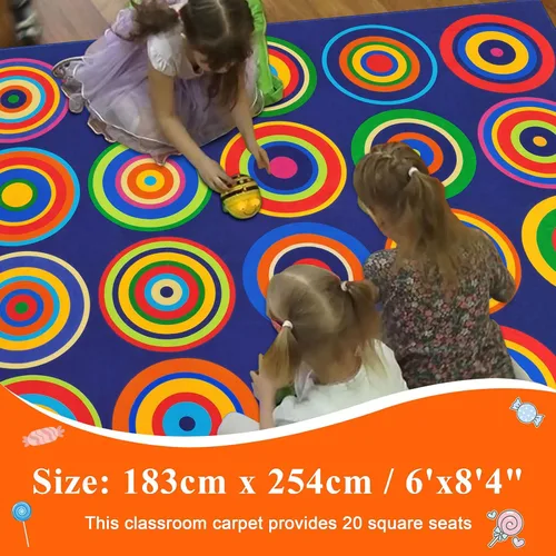 Miniatura 5 de Alfombra grande para aula, alfombra colorida para niños, para preescolar, antideslizante, alfombra de juego divertida para guarderías, sala